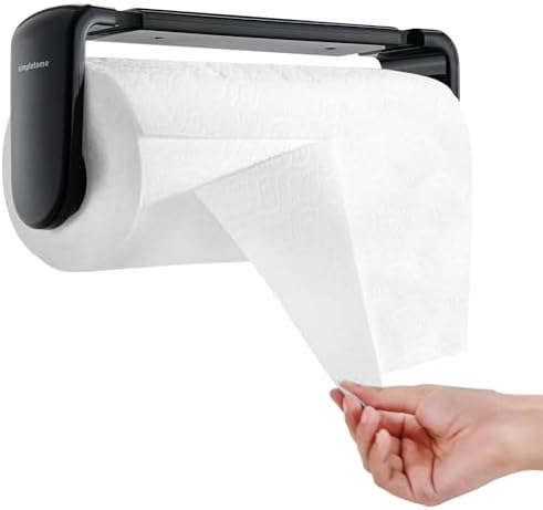 simpletome Paper Towel Holder ONE Hand Tear Adaptive Tension Arm Adjustable by simpletome