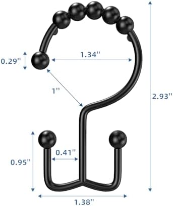 Black Shower Curtain Hooks Double Sided - Image 2