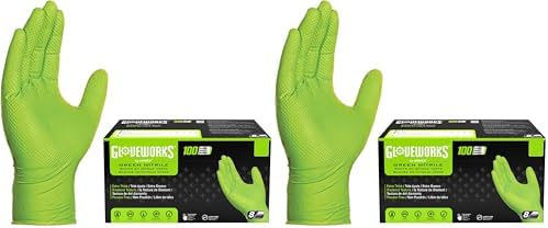 GLOVEWORKS HD Green Nitrile Industrial Disposable Gloves, 8 Mil, Latex-Free by GLOVEWORKS