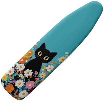 Colorful Flower Black Cat Plaid Ironing Board Cover Iron Pad Covers Resist by Darisoco