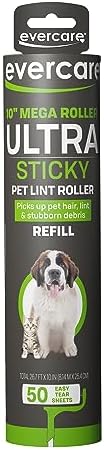 Evercare 10-Inch Mega All-Purpose Pet Hair Lint Roller Refill, 50 Sheets – by Evercare