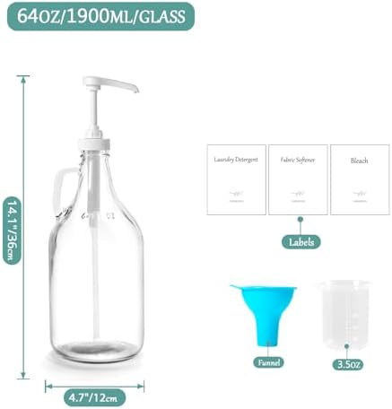 64 OZ Laundry Detergent Dispenser BY VEGEVIGI, Glass Liquid Laundry Soap - Image 2