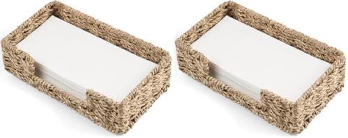 Napkin Holder for Bathroom, Woven Wicker Seagrass Guest Towel Holder Tray by Unknown