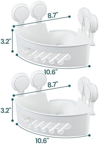 TAILI Suction Corner Shower Caddy, Bathroom Shelf Storage Basket Wall Mounted - Image 6