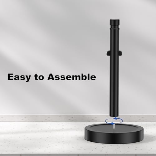 Black Paper Towel Holder Countertop, One-Handed Tear, Stainless Steel, Weighted - Image 6