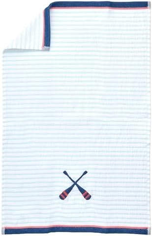 Ritz 2-Piece Cotton Velour Bathroom Hand Towel Set, Embroidered Criss Cross Oars - Image 2