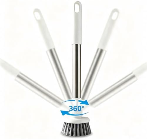 Kitchen Scrub Brush, 360° Swivel Head Long Handle Pot Dish Brush by Unknown