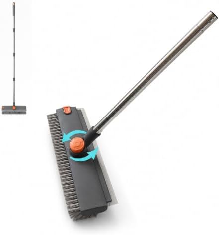 ROOM127 Floor Scrub Brush with Squeegee – 53-Inch V-Shaped Bristles by ROOM127