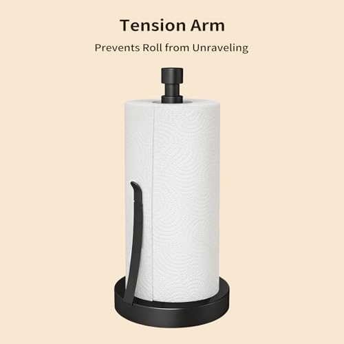 YUMORE Heavy Duty Paper Towel Holder Countertop Weighted Base Black - Image 2
