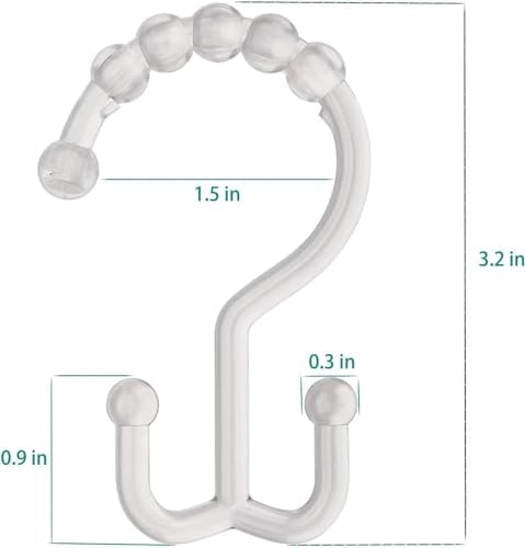 Resze 12 PCS Clear Double Shower Curtain Hooks, Plastic Shower Curtain Rings - Image 2