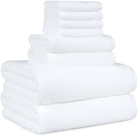 Amazon Basics 100% Cotton Soft Quick-Dry 8-Piece Towel Set, Bath Towels by AmazonBasics