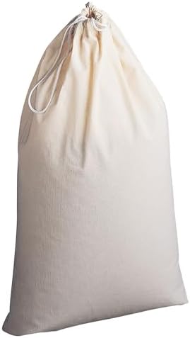 Household Essentials Cotton Laundry Bag, 100% Cotton, Drawstring Top by HouseholdEssentials