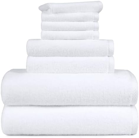 Amazon Basics 100% Cotton Soft Quick-Dry 8-Piece Towel Set, Bath Towels - Image 6
