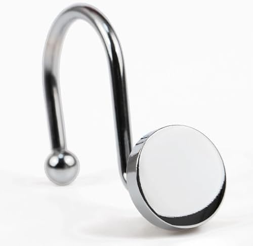 Silver Chrome Shower Curtain Hooks: Rust Proof Metal Curtain Rings by PopKozzi