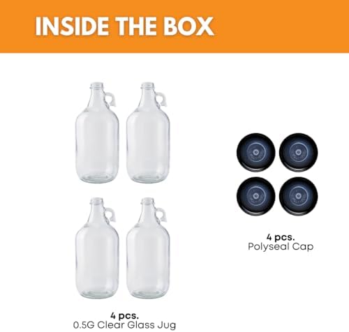 64oz Glass Jug 4-Pack with Polyseal Caps - Image 2
