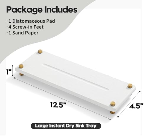 White Gold Dish Drying Rack Tray, Water Absorbing Stone Sink Caddy Kitchen Sink - Image 6