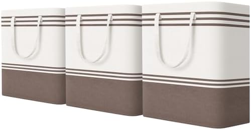 TranquilRelax 3-Pack Laundry Basket, Laundry Hamper, Khaki-100L by Unknown
