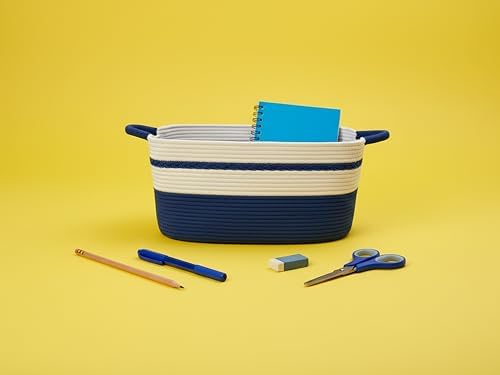 Decorative laundry basket with handles woven from natural cotton rope storage - Image 4