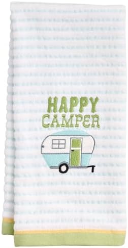 Ritz 2-Piece Cotton Velour Bathroom Hand Towel Set, Embroidered Happy Camper by RITZ