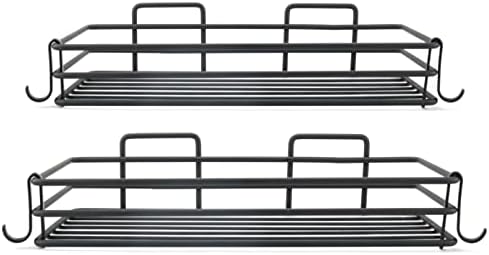 Shower Caddy Basket Shelf, 2 Pack Black Stainless Steel Organizer by RoyalHouse