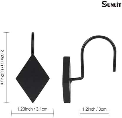 Rhombus Shower Curtain Hooks, Decorative Bathroom Curtain Rings - Image 5