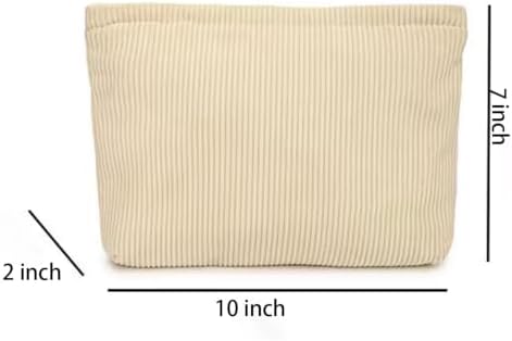 SxoSyo Corduroy Makeup Bags Women, Large Cosmetic Pouch - Image 3
