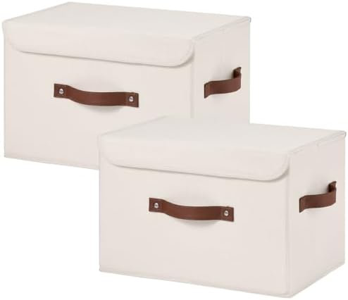 2PCS Storage Bins Boxes with Lids Decorative Fabric Baskets by Unknown