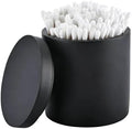 Cotton Swab Holder with Lid, Round Qtip Holder Bathroom Black, Resin Cotton by Rzoeox