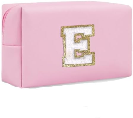 Initial Makeup Bag for Women Gifts, PU Leather Cosmetic Pouch by SxoSyo