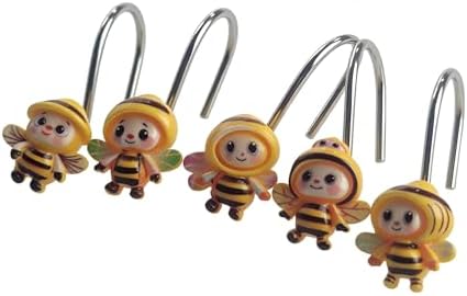 Two Fish Home Fashions Set of 12 Decorative Cartoon Bee Shower Curtain Hooks - Image 3