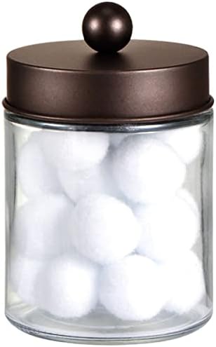 Amolliar Glass Apothecary Jar Qtip Holder w/Metal Lid - Image 2