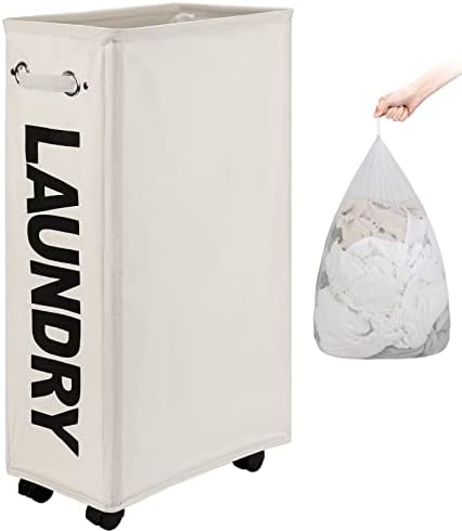 DOKEHOM 29" Enlarged Slim Rolling Laundry Basket Hamper on Wheels by DOKEHOM
