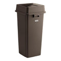 Square Trash Can with Drop Shot Lid, 23 Gallon, Brown, Indoor Use