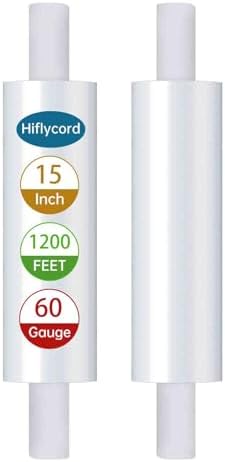 15in x 1200ft Heavy Duty Shrink Wrap Rolls, Stretch Wrap by Hiflycord