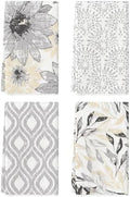 Artoid Mode Silver Floral Leaves Boho Kitchen Towels Dish Towels, 18x26 Inch by ArtoidMode