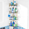 HAMITOR Corner Shower Caddy Tension Pole, 4-Tier Adjustable No-Drill Shelf by HAMITOR