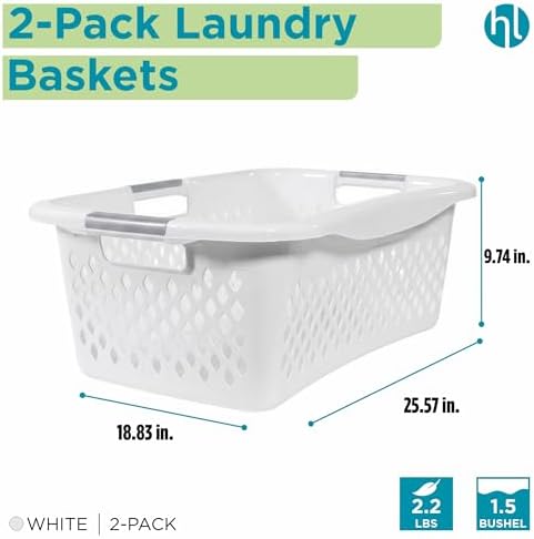 Home Logic 1.5 Bushel Plastic Laundry Basket Front Load, Large Laundry Hamper - Image 2