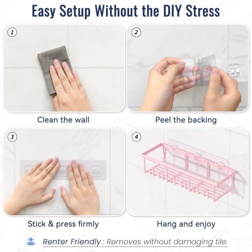 8 Pack Adhesive Rustproof Shower Caddy - Image 6