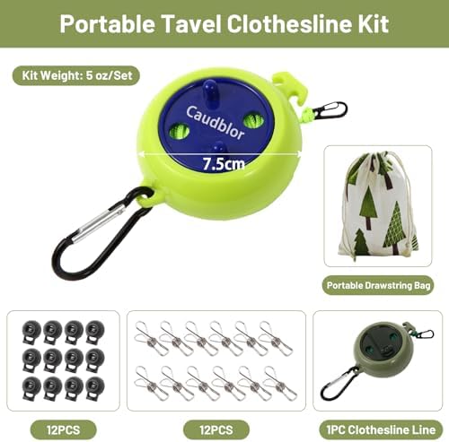 Portable Travel Clothesline Cord, Caudblor Adjustable 33ft Camping Clothes line - Image 6