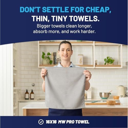 MW Pro Microfiber Cleaning Cloth | Gray | 36 Pack | 16” x 16” | All Purpose - Image 3
