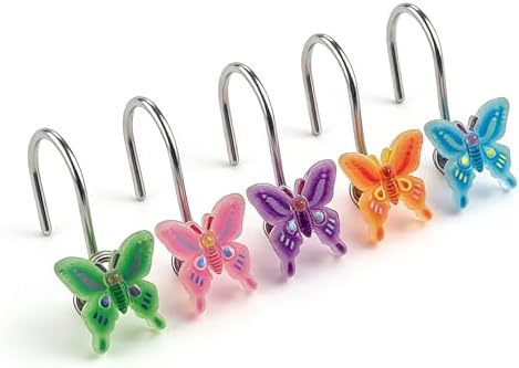 Two Fish Home Fashions Set of 12 Decorative Butterfly Shower Curtain Hooks by TwoFishHomeFashionLLC