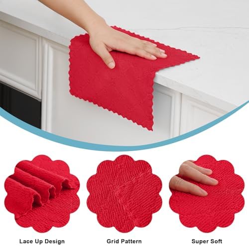 Homaxy 12 Pack Super Soft Absorbent Dish Cloths - Image 2