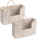 Set of 2 Magazine Holder Wall Basket Water Hyacinth Woven Mail Organizer by PINXIURY