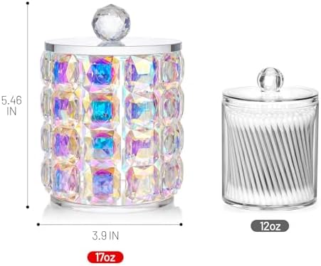 Crystal Qtip Holder Dispenser, 17oz Bathroom Canisters - Image 6