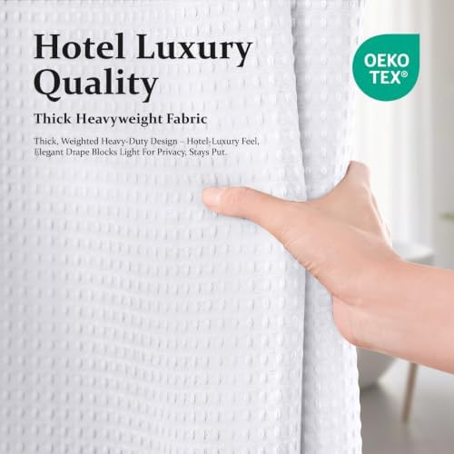 Dynamene Stall Waffle Shower Curtain 256 GSM Heavy Fabric 54x72 White - Image 6