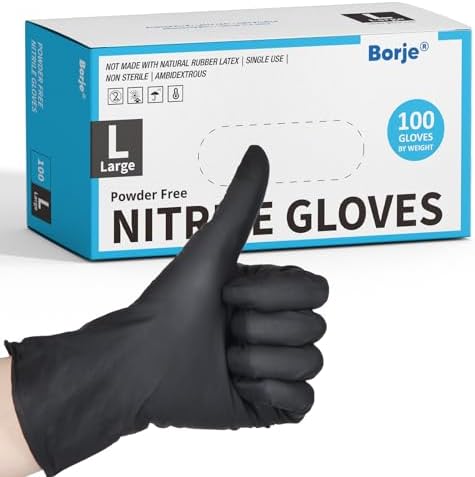 Borje Nitrile Gloves Large, Latex-Free Powder-Free, Medical Exam, Food Safe by Borje