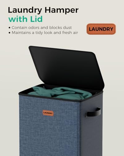 100L Laundry Hamper with Lid, Sturdy Clothes Hamper Heavy-Duty Laundry Basket - Image 4