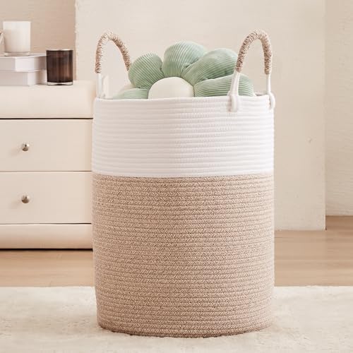 60L Large Hamper Laundry Basket Tall Woven Clothes Hamper Brown by MOJOSCEND