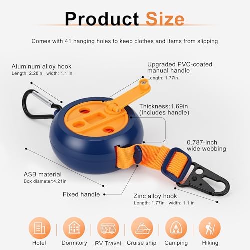 Portable Travel Clothesline, 13.4 ft Retractable Clothes Line - Image 2