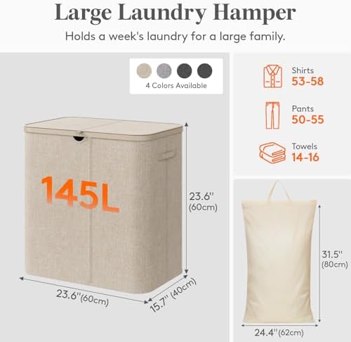 Lifewit 145L Large Laundry Basket - Image 2
